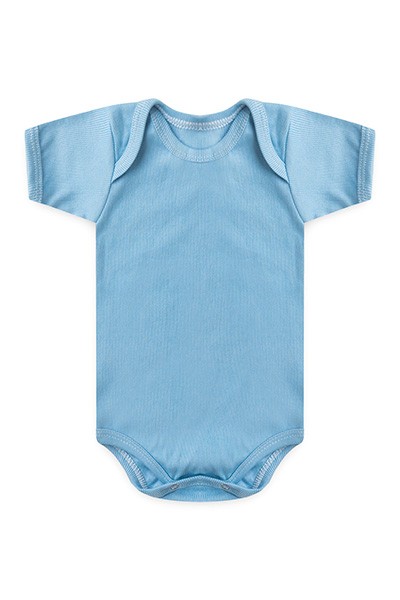 Body Bebê Canelado Liso Manga Curta (PREMATURO) - Top Chot - Tamanho PREMATURO - Azul