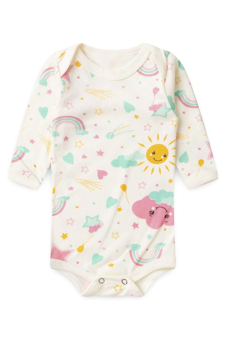 Body Bebê Feminino Manga Longa Canelado Off White Solzinho (Prematuro) - Top Chot
