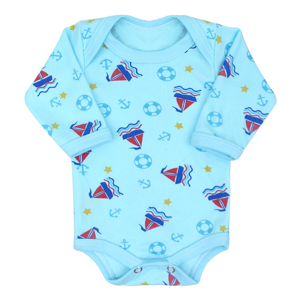 Body Bebe Manga Longa Turquesa Nautico Prematuro Para Bebe Bebe Fofuxo
