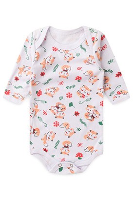 Body Bebê Manga Longa Canelado Branco Raposinha (PREMATURO) - Top Chot