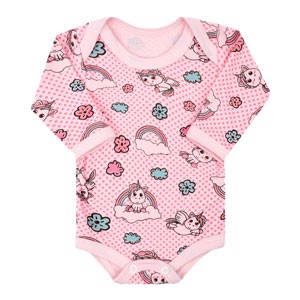 Body bebê feminino manga longa canelado rosa unicórnio (prematuro) - Top Chot - tamanho prematuro - rosa