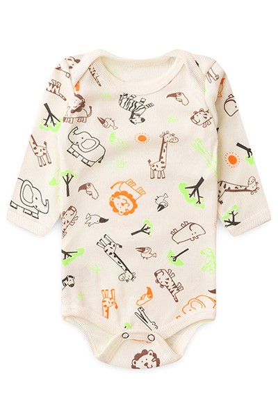 Body Bebê Manga Longa Canelado Creme Safari (PREMATURO) - Top Chot - Tamanho PREMATURO - Creme