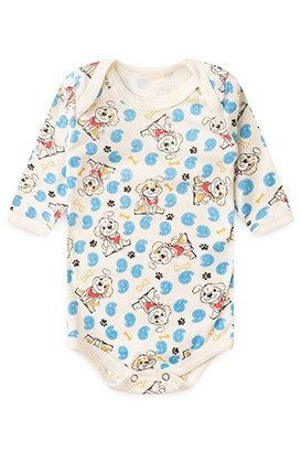 Body Bebê Manga Longa Canelado Creme Doguinho (PREMATURO) - Top Chot