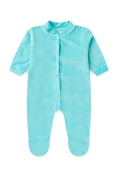 Macacão Bebê Plush Liso Manga Longa e Com Pé (PREMATURO) - Top Chot - Tamanho PREMATURO - Turquesa