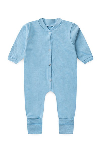 Macacão Bebê Canelado Manga Longa Vira Pé (PREMATURO) - Top Chot - Tamanho PREMATURO - Azul