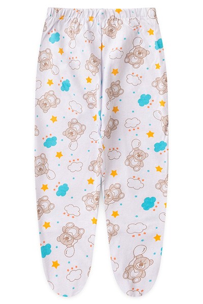 Mijão (Culote) Bebê Masculino Meia Malha com Pé Branco Urso Balão (PREMATURO) - Top Chot - Tamanho PREMATURO - Branco