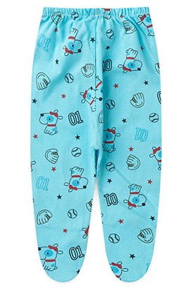 Mijão (Culote) Bebê Masculino Meia Malha com Pé Turquesa Beisebol (PREMATURO) - Top Chot