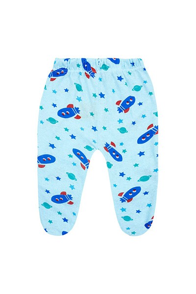 Mijão (Culote) Bebê Masculino Meia Malha com Pé Turquesa Space (PREMATURO) - Top Chot - Tamanho PREMATURO - Turquesa