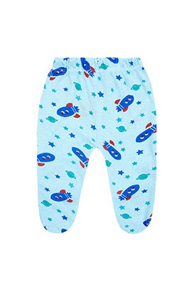 Mijão (Culote) Bebê Masculino Meia Malha com Pé Turquesa Space (PREMATURO) - Top Chot
