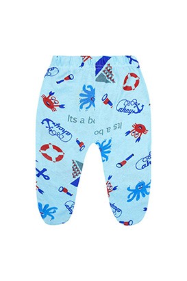 Mijão (Culote) Bebê Masculino Meia Malha com Pé Turquesa Fundo do Mar (PREMATURO) - Top Chot