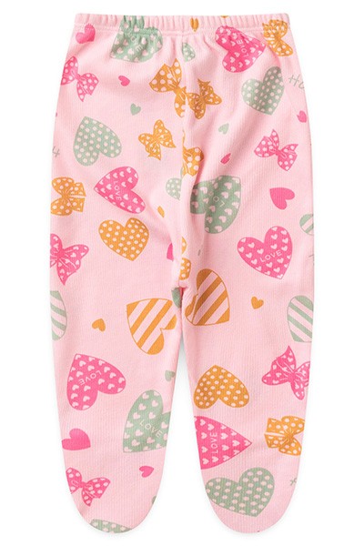 Mijão (Culote) Bebê Feminino com Pé Rosa Corações (PREMATURO) - Top Chot - Tamanho PREMATURO - Rosa