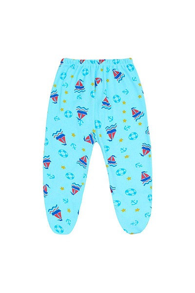 Mijão (Culote) Bebê Masculino Canelado Turquesa Nautico com Pé (PREMATURO) - Top Chot - Tamanho PREMATURO - Turquesa