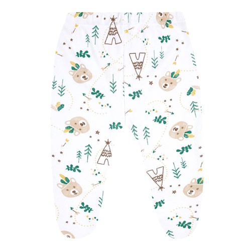 Mijão (Culote) Bebê Canelado com Pé Branco Ursinho Índio (PREMATURO) - Top Chot - Tamanho PREMATURO - Branco