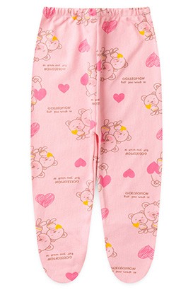 Mij�o (Culote) Beb� Feminino Canelado com P� Rosa Ursa Cora��o (PREMATURO) - Top Chot