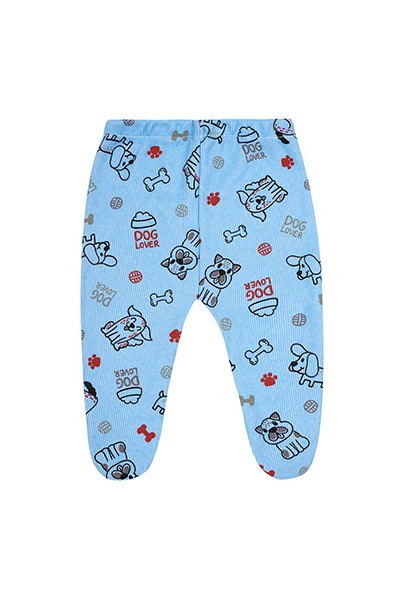 Mijão (Culote) Bebê Masculino Canelado com Pé Azul Doguinho (PREMATURO) - Top Chot - Tamanho PREMATURO - Azul