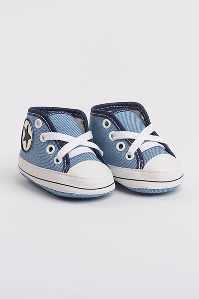 Tênis Bebê Masculino Cano Alto Star Azul Jeans (P/M/G/GG) - Baby Soffete - Tamanho GG - Azul,Jeans