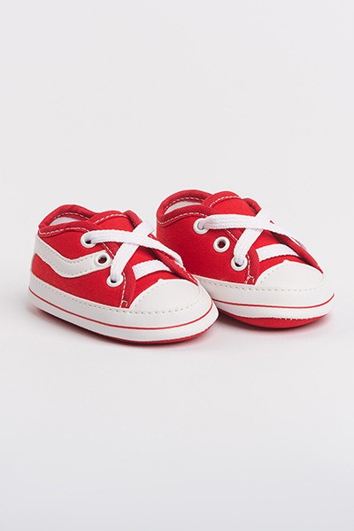 Tênis Bebê Skate Vermelho e Branco (P/M/G/GG) - Baby Soffete - Tamanho P - Vermelho