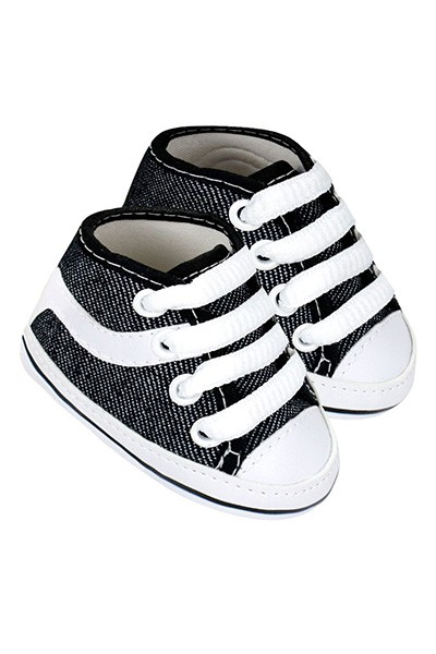 Tênis Bebê Cano Alto Skate Preto Jeans (P/M/G/GG) - Baby Soffete - Tamanho GG - Jeans,Preto