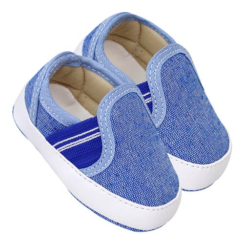 Tênis Bebê Masculino Slip-On Jeans Azul Claro (P/M) - Tico's Baby - Tamanho M - Azul