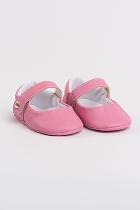 Sapatilha Beb� Feminina Rosa com Velcro Cora��o (P/M/G) - Beb� Fofuxo