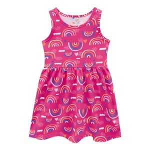 Vestido Infantil Regata Meia Malha Pink Arco-Íris (4/6/8) - Brandili - Tamanho 8 - Pink