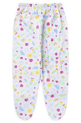 Mijão (Culote) Bebê Feminino Meia Malha com Pé Branco Love (RN/P/M/G) - Top Chot