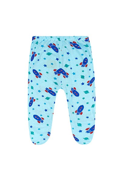 Mijão (Culote) Bebê Masculino Meia Malha com Pé Turquesa Space (RN/P/M/G) - Top Chot - Tamanho RN - Turquesa