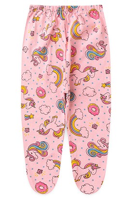 Mijão (Culote) Bebê Feminino com Pé Meia Malha Rosa Doce Unicórnio (RN/P/M/G) - Top Chot