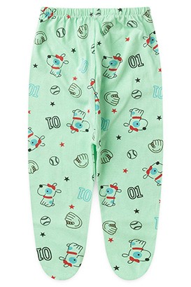 Mijão (Culote) Bebê Masculino com Pé Meia Malha Verde Beisebol (RN/P/M/G) - Top Chot
