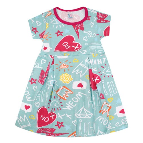 Vestido Infantil Manga Curta Cotton Verde Diamante (4/6/8) - Kappes - Tamanho 8 - Verde