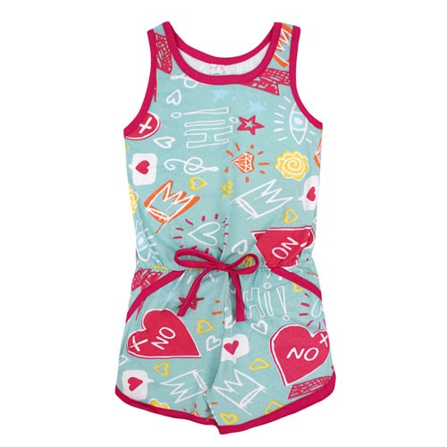 Macaquinho Infantil Feminino Regata Cotton Verde Diamante (4/6/8) - Kappes - Tamanho 6 - Verde