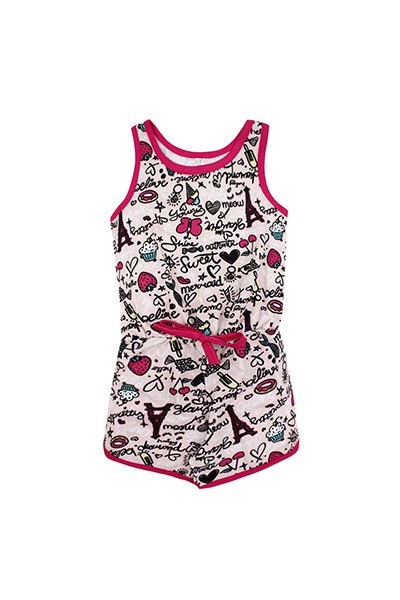 Macaquinho Infantil Feminino Regata Cotton Rosa Sorvetinho (4/6/8) - Kappes - Tamanho 6 - Rosa