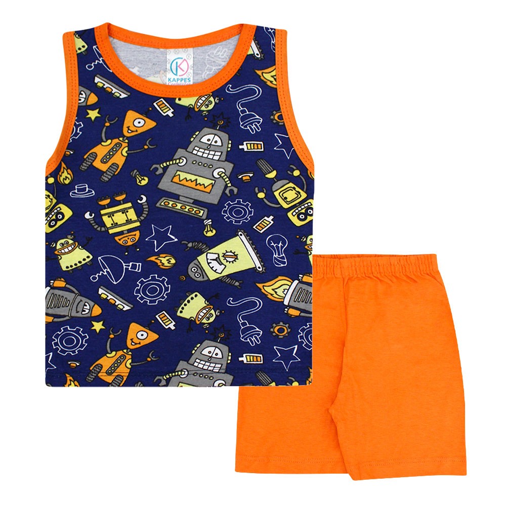 Pijama Infantil Masculino Regata Marinho Robô | Bebê Fofuxo