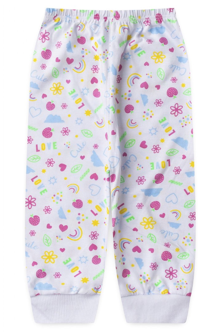 Mijão (Culote) Bebê Feminino Meia Malha sem Pé Branco Love (RN/P/M/G) - Top Chot