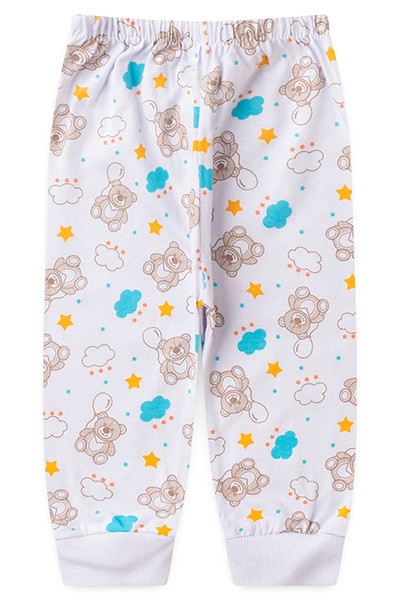 Mijão (Culote) Bebê Masculino Meia Malha sem Pé Branco Urso Balão (RN/P/M/G) - Top Chot - Tamanho M - Branco