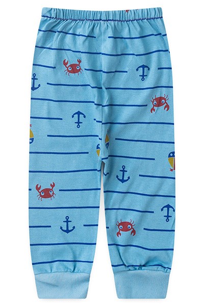 Mijão (Culote) Bebê Masculino Meia Malha Listrado sem Pé Azul Caranguejo (RN/P/M/G) - Top Chot - Tamanho P - Azul