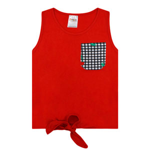 Camiseta Infantil Regata Meia Malha de Nó Vermelha (4/6/8) - Fantoni - Tamanho 8 - Vermelho