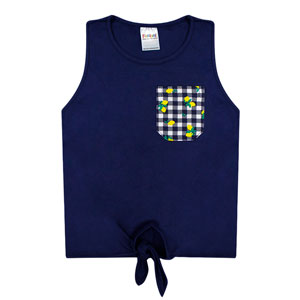 Camiseta Infantil Regata Meia Malha de Nó Azul Marinho (4/6/8) - Fantoni - Tamanho 8 - Azul Marinho