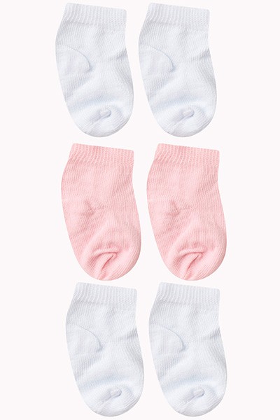 Kit Meia Bebê Feminino 3 Pares Branco e Rosa (14-15) - Winston - Tamanho 14-15 - Branco,Rosa