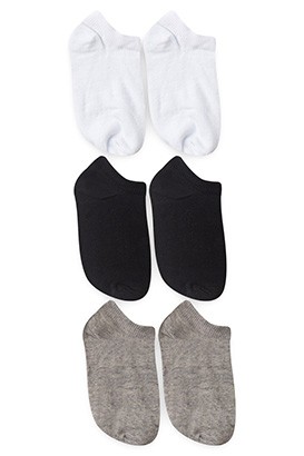 Kit Meia Beb� Unissex 3 Pares Invis�vel Liso Branco e Preto (20 a 23) - Winston
