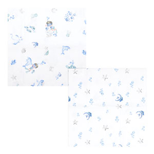 Kit Bebê Fronha Branco Fundo do Mar (2 unidades) - Baby Joy - Tamanho único - Azul,Branco