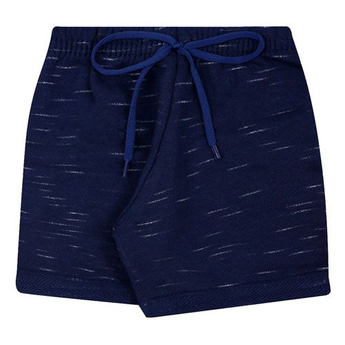 Bermuda Infantil Masculina Moletinho Jet Azul Marinho com Vira e Cadarço (4/6/8) - Bebê Fofuxo - Tamanho 8 - Azul Marinho