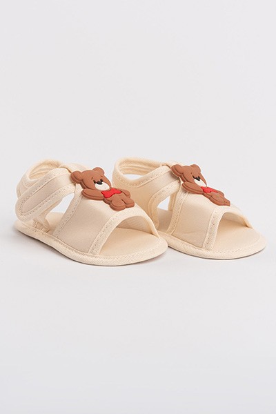 Sandália Bebê Masculina Areia Ursinho Gravata (P/M/G) - Bebê Fofuxo - Tamanho G - Areia