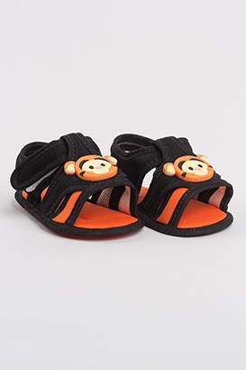 Sandália Bebê Masculina Preto e Laranja Tigrinho (P/M/G) - Bebê Fofuxo
