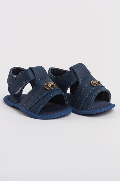 Sandália Bebê Masculina Azul Marinho Pespontos Cavalinho (P/M/G) - Bebê Fofuxo - Tamanho G - Azul Marinho