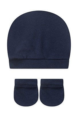 Kit Touca e Luva Beb� Suedine Azul Marinho (UN) - Beb� Fofuxo