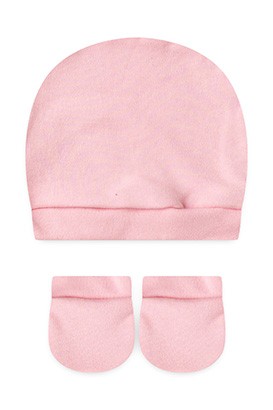 Kit Touca e Luva Beb� Feminino Suedine Rosa (UN) - Beb� Fofuxo