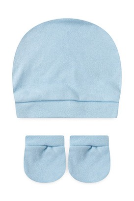 Kit Touca e Luva Bebê Masculino Suedine Azul (UN) - Bebê Fofuxo