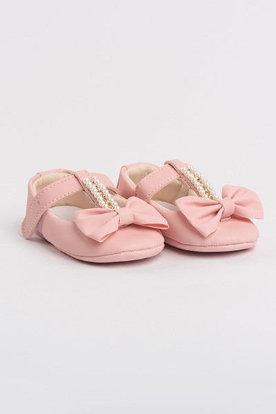 Sapatilha Bebê Feminino com Velcro Rosa Laço (P/M/G) - Bebê Fofuxo - Tamanho G - Rosa