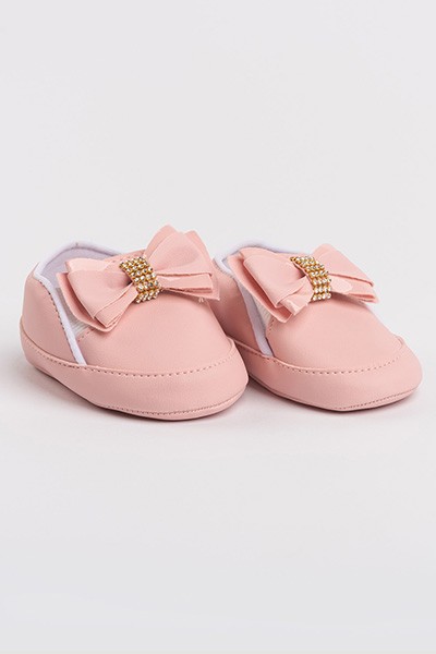 Tênis Bebê Feminino com Laço Rosa (P/M/G) - Bebê Fofuxo - Tamanho G - Rosa
